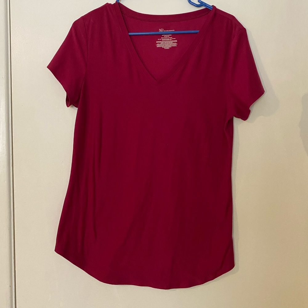 Large juniors pink fuchsia workout tee tshirt